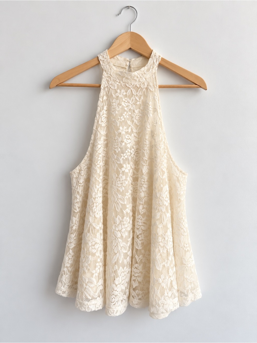 Seductions Ivory Lace High-Neck Swing Top | M
